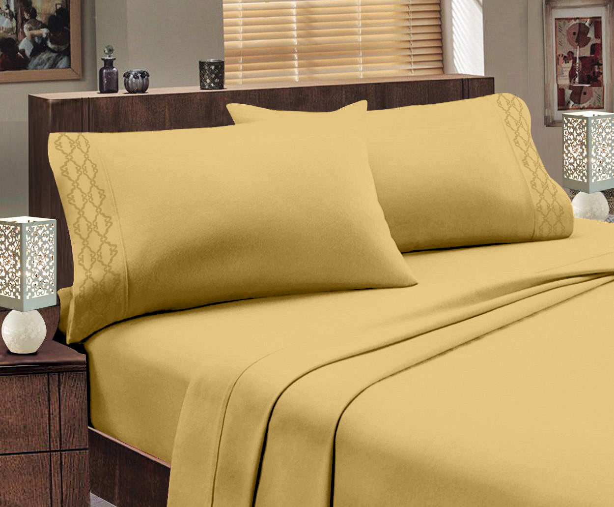 1800 Series Embossed Sheets – Deep Pocket Soft & Breathable Bed Set
