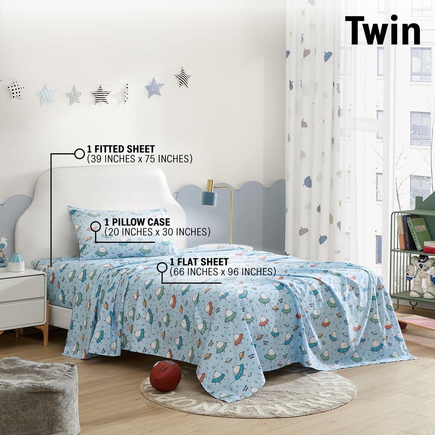 Astronaut Space Man UFO Kids Boys Bed Sheets