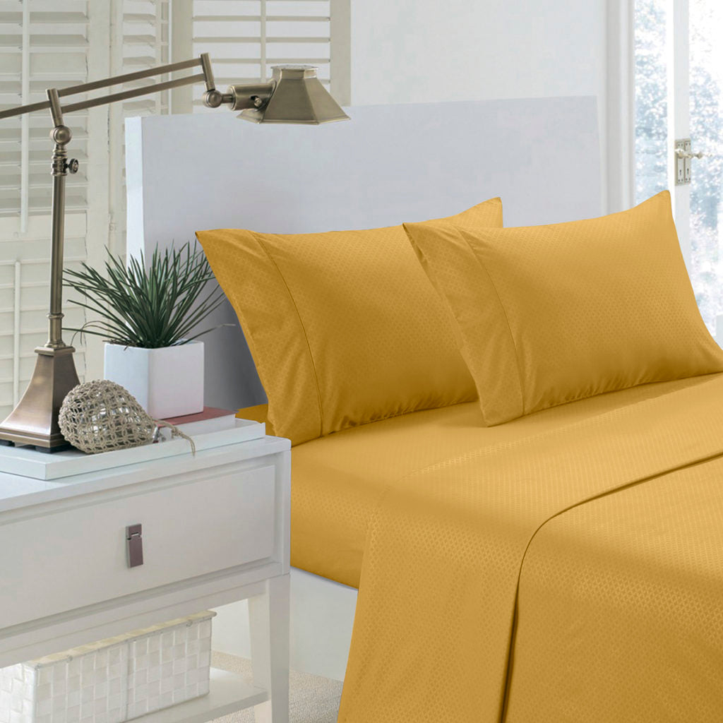 Home Sweet Home 1800 Series Martha Embossed Deep Pocket Sheet Set - Twin, Gold image