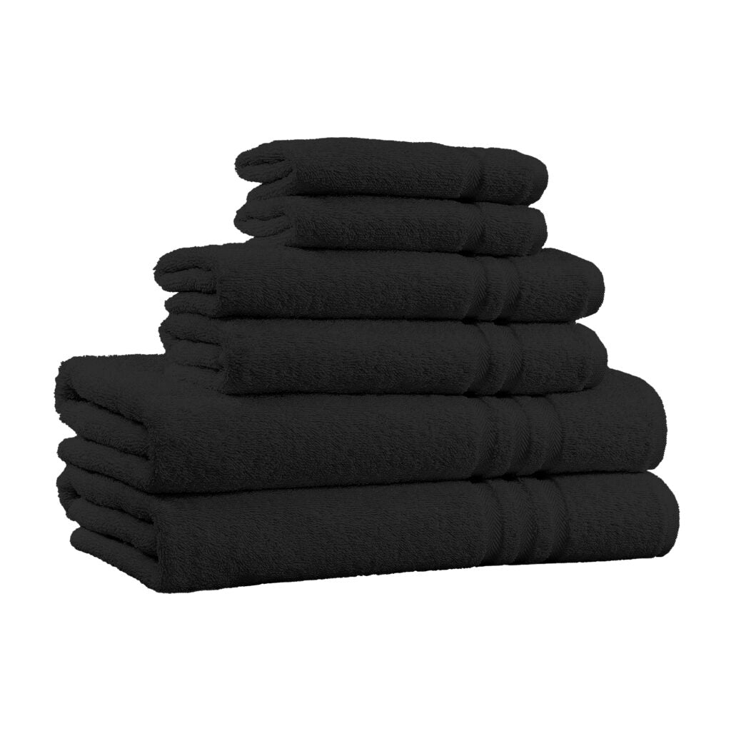 6-Piece 100% Cotton Bath Towel Set - Black image