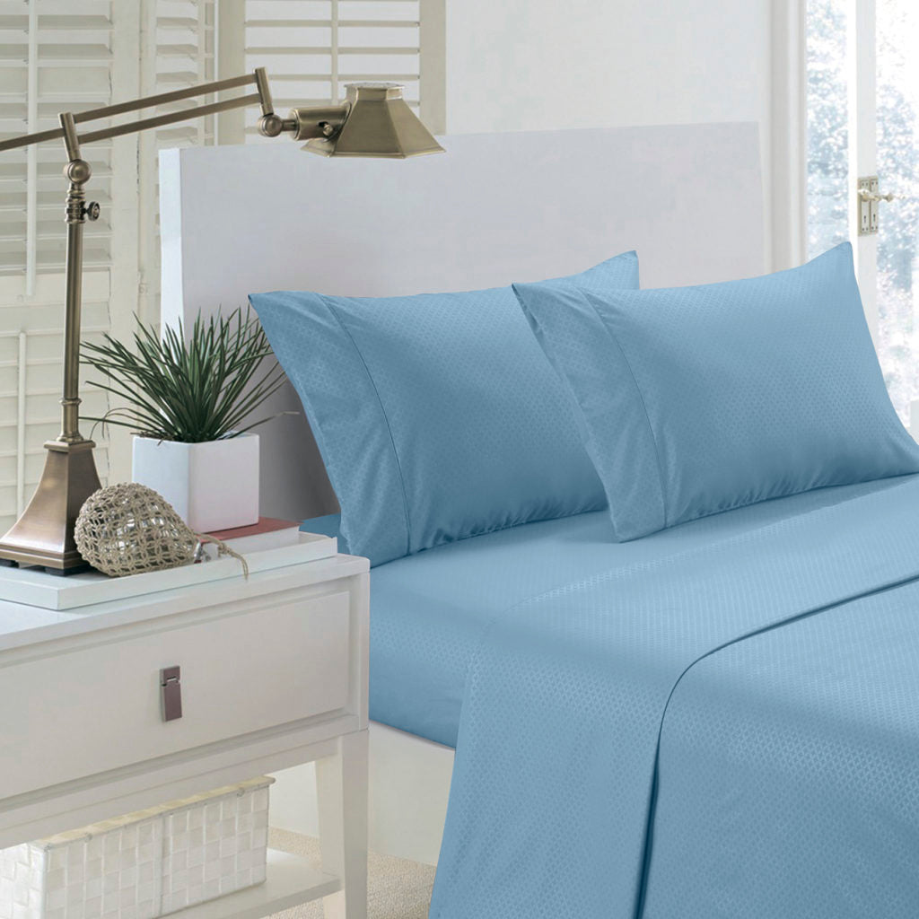 Home Sweet Home 1800 Series Martha Embossed Deep Pocket Sheet Set - Twin, Blue image