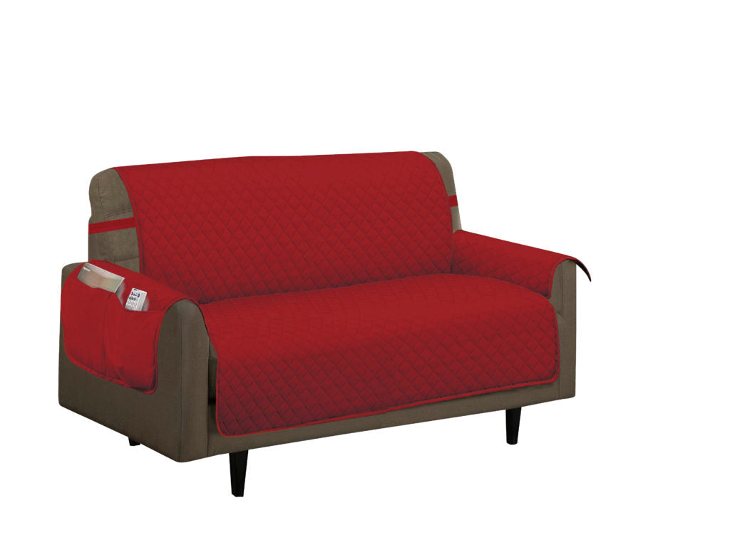 Quilted Slip-Cover Furniture Protector - Love-seat, Burgundy image