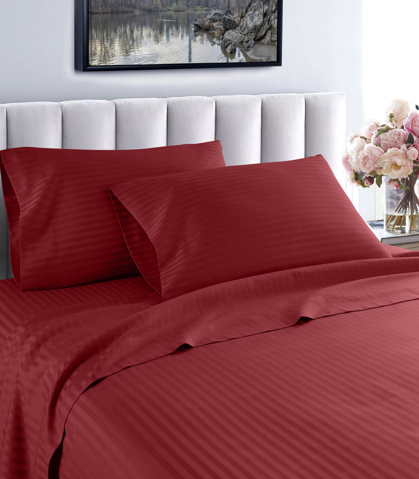 Life Style 1200 Thread Count Hotel Stripe Cotton Sheets – Deep Pocket Luxury Bed Set