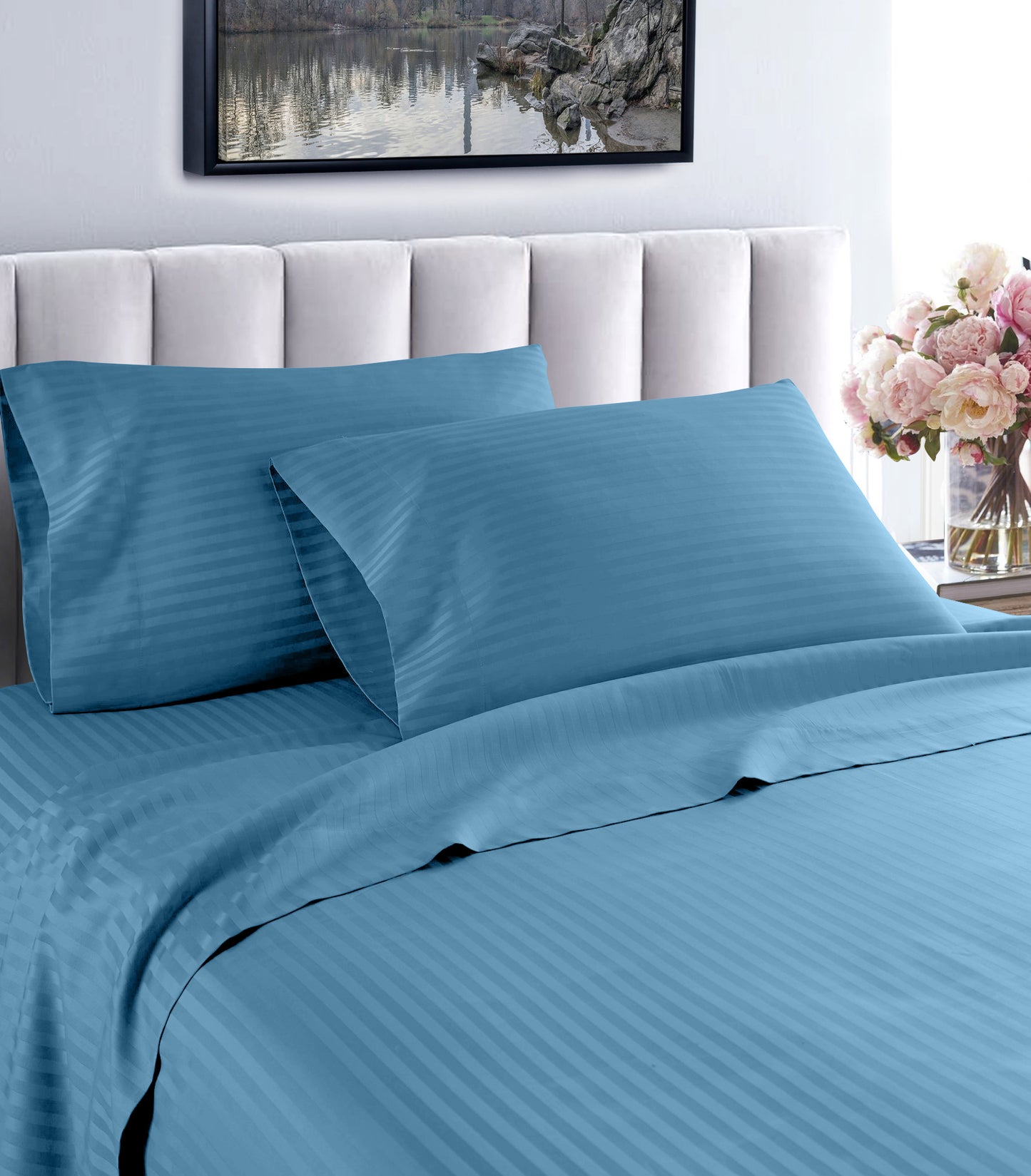 Life Style 1200 Thread Count Hotel Stripe Cotton Sheets – Deep Pocket Luxury Bed Set