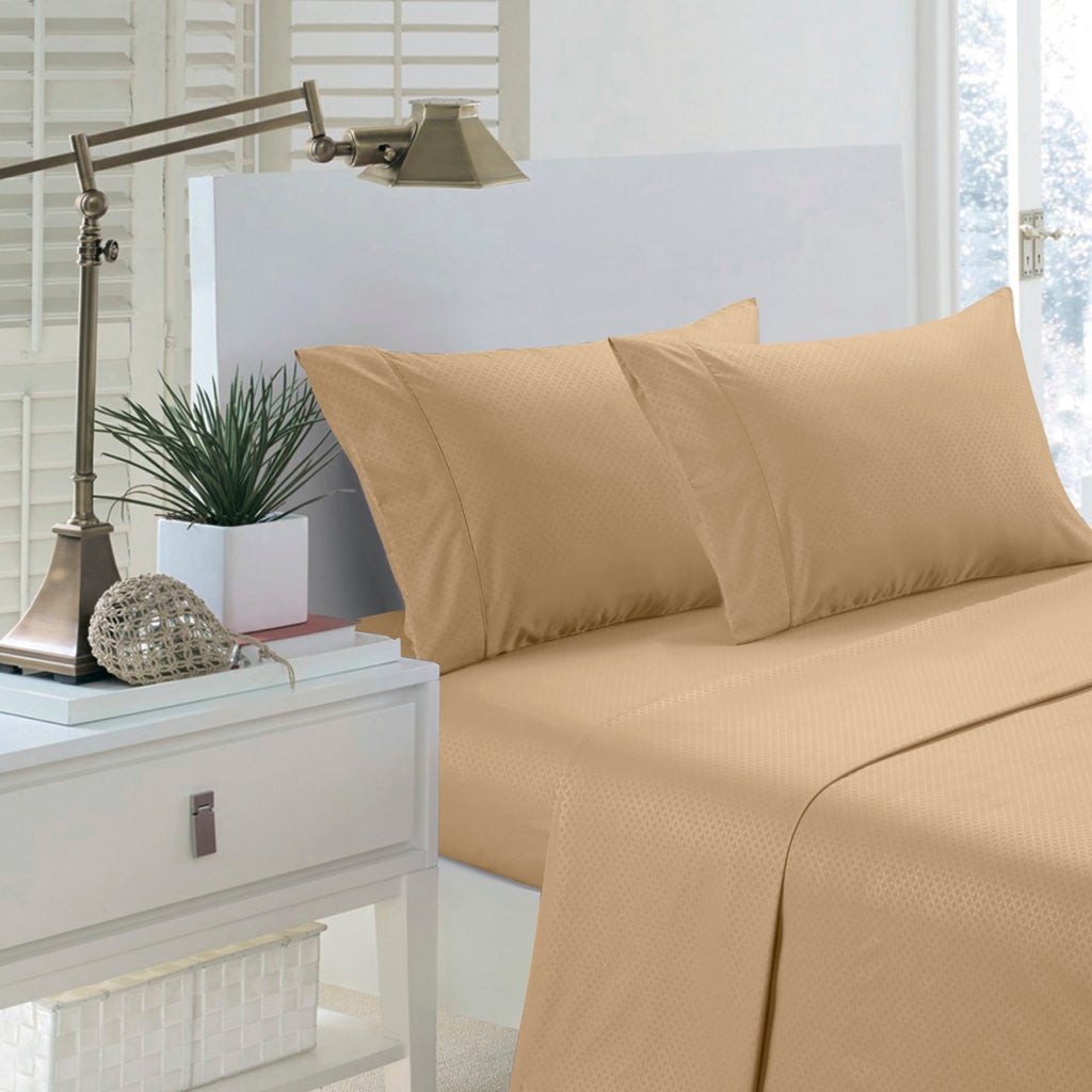 Home Sweet Home 1800 Series Martha Embossed Deep Pocket Sheet Set - Twin, Taupe image