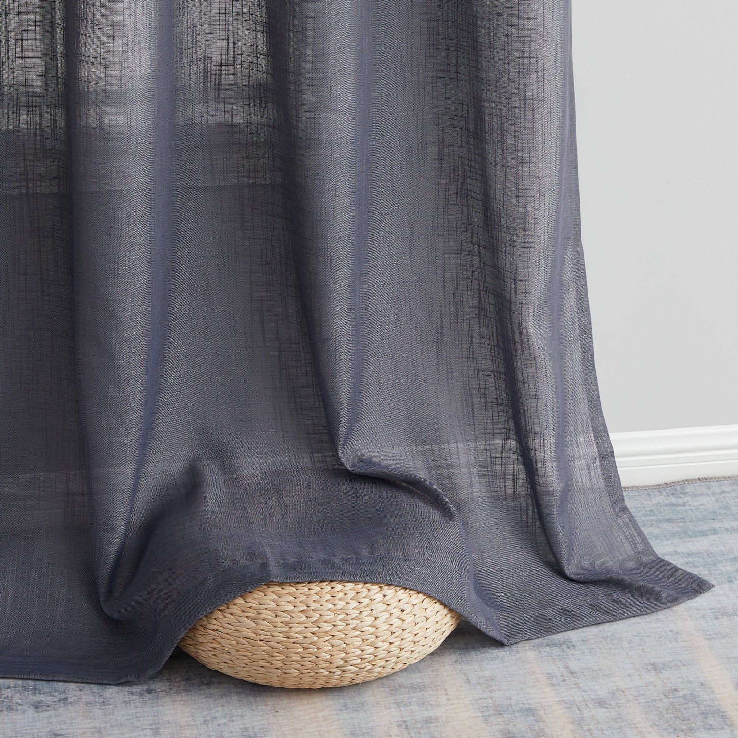 Privacy Faux Linen Textured Semi Sheer Curtain Panels