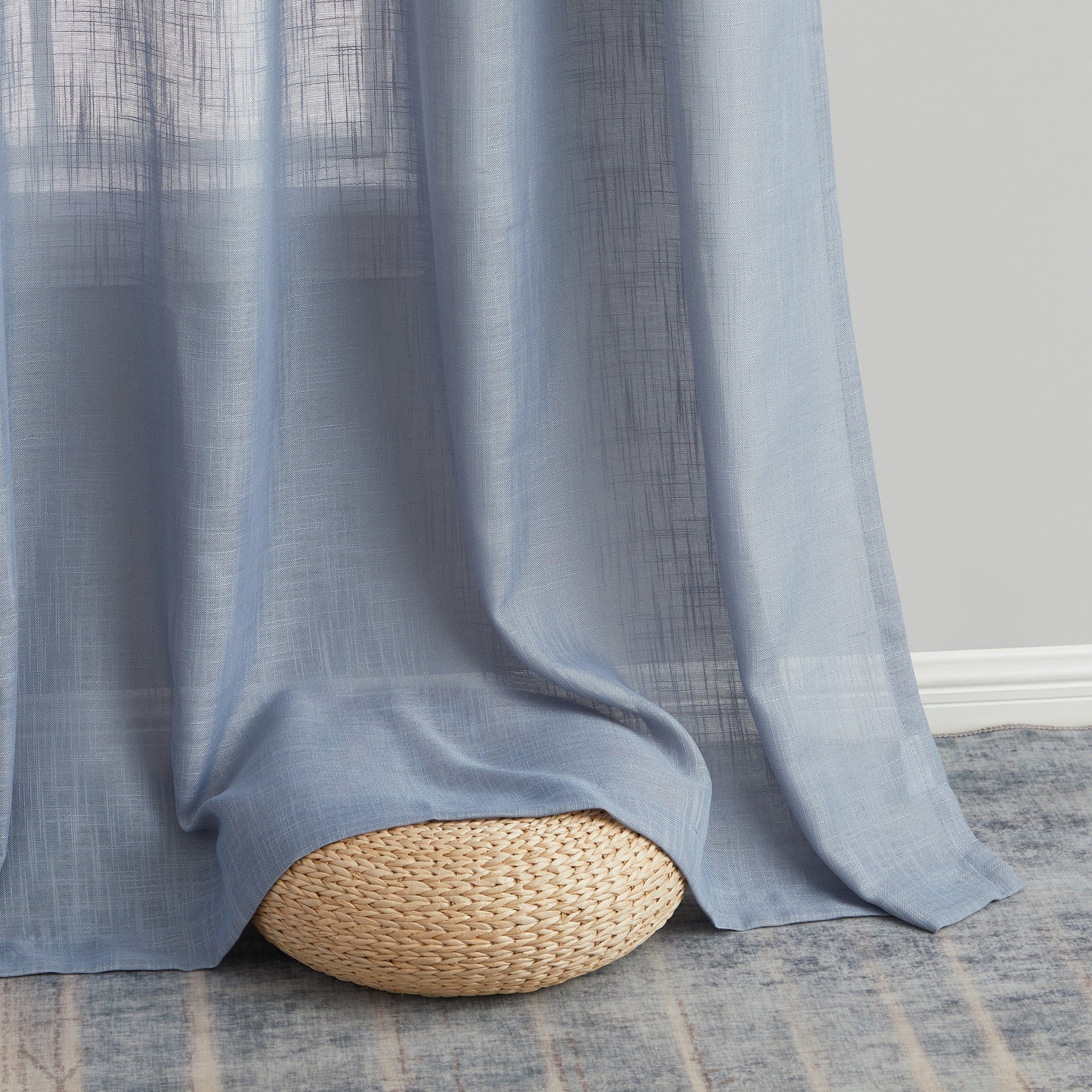 Privacy Faux Linen Textured Semi Sheer Curtain Panels