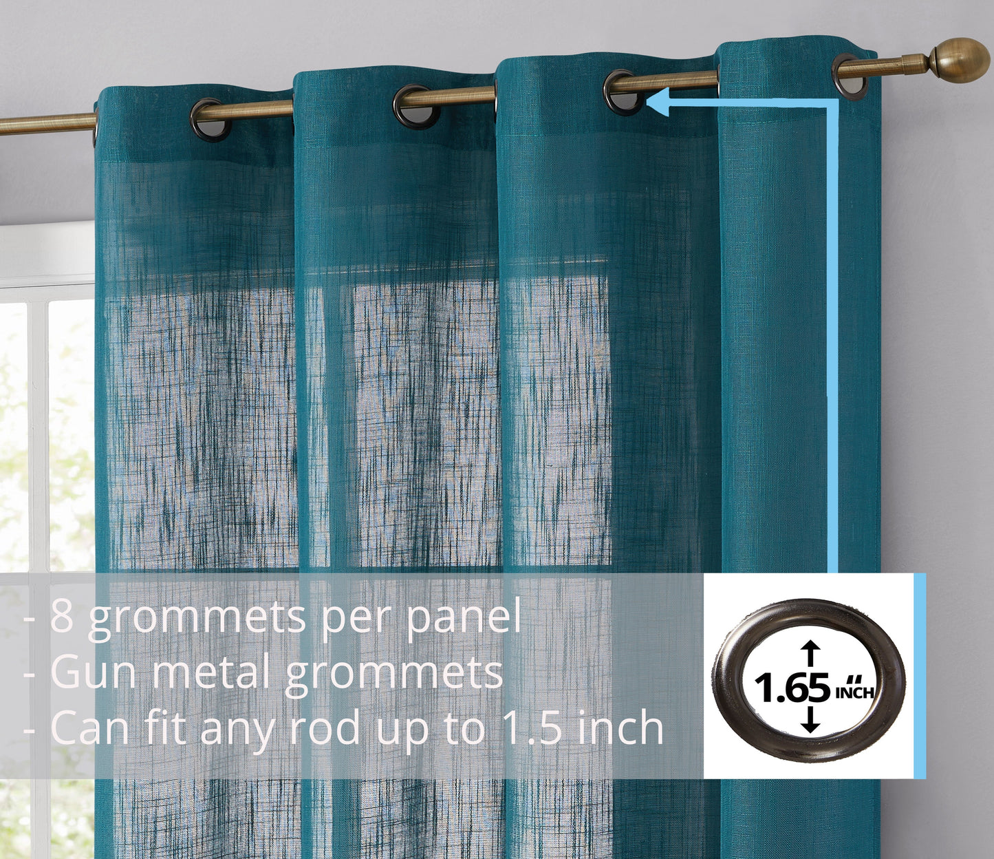 Privacy Faux Linen Textured Semi Sheer Curtain Panels