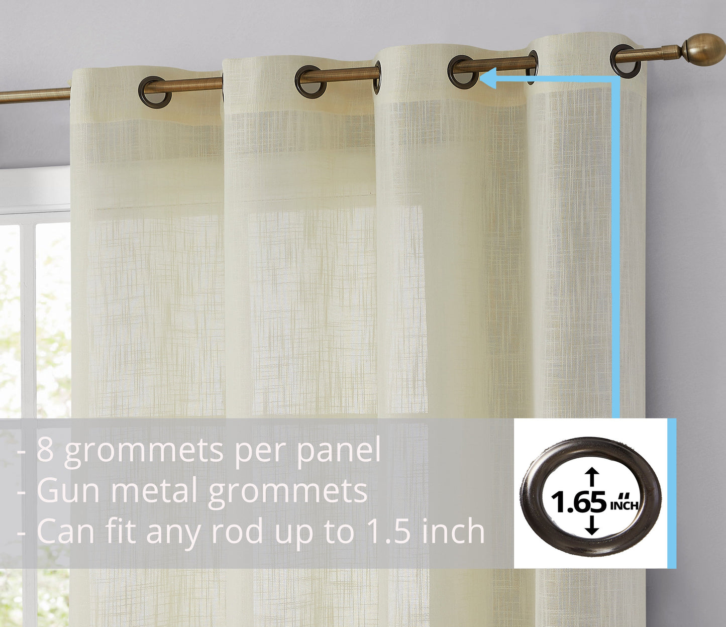 Abbey Faux Linen Grommet Cafe Tiers