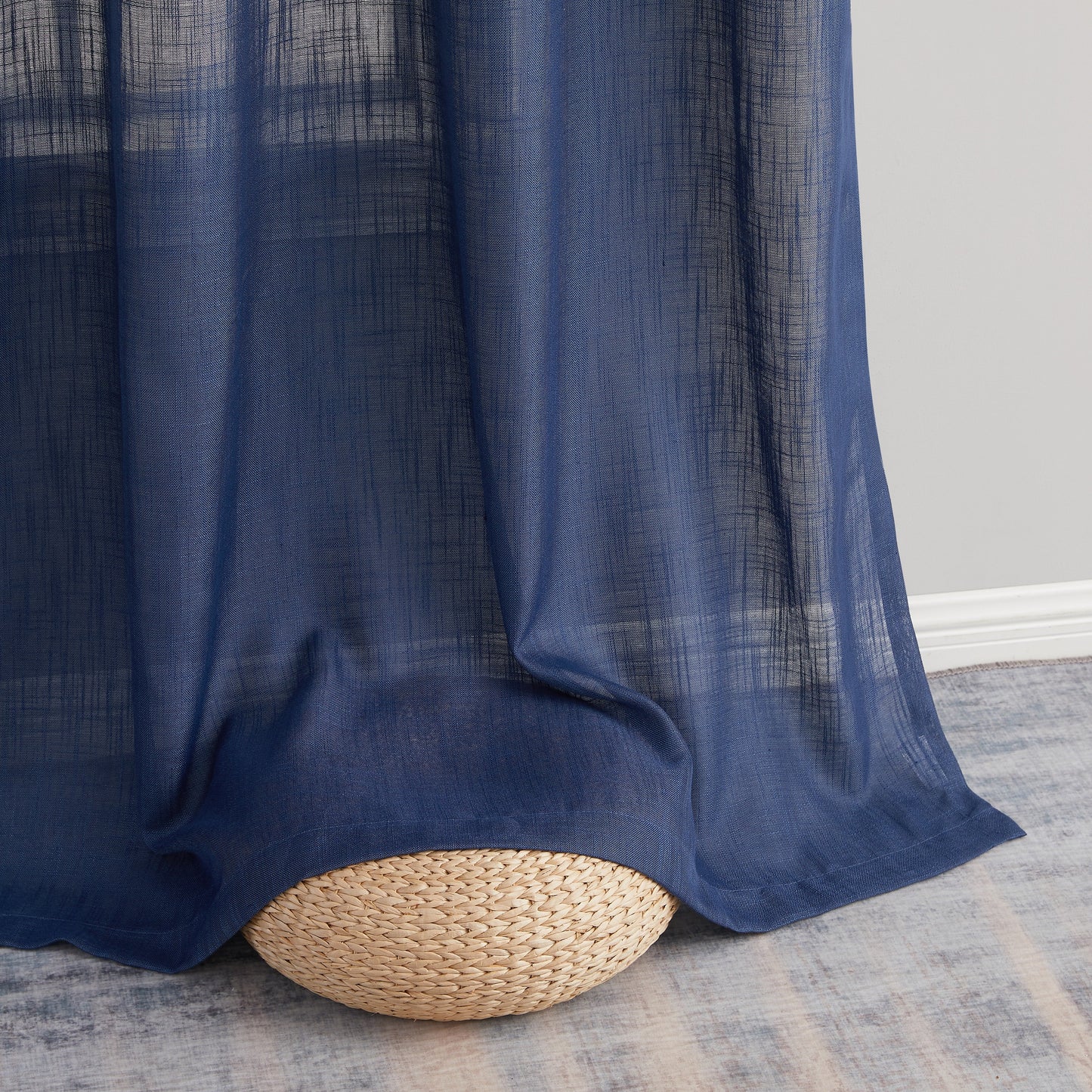 Privacy Faux Linen Textured Semi Sheer Curtain Panels