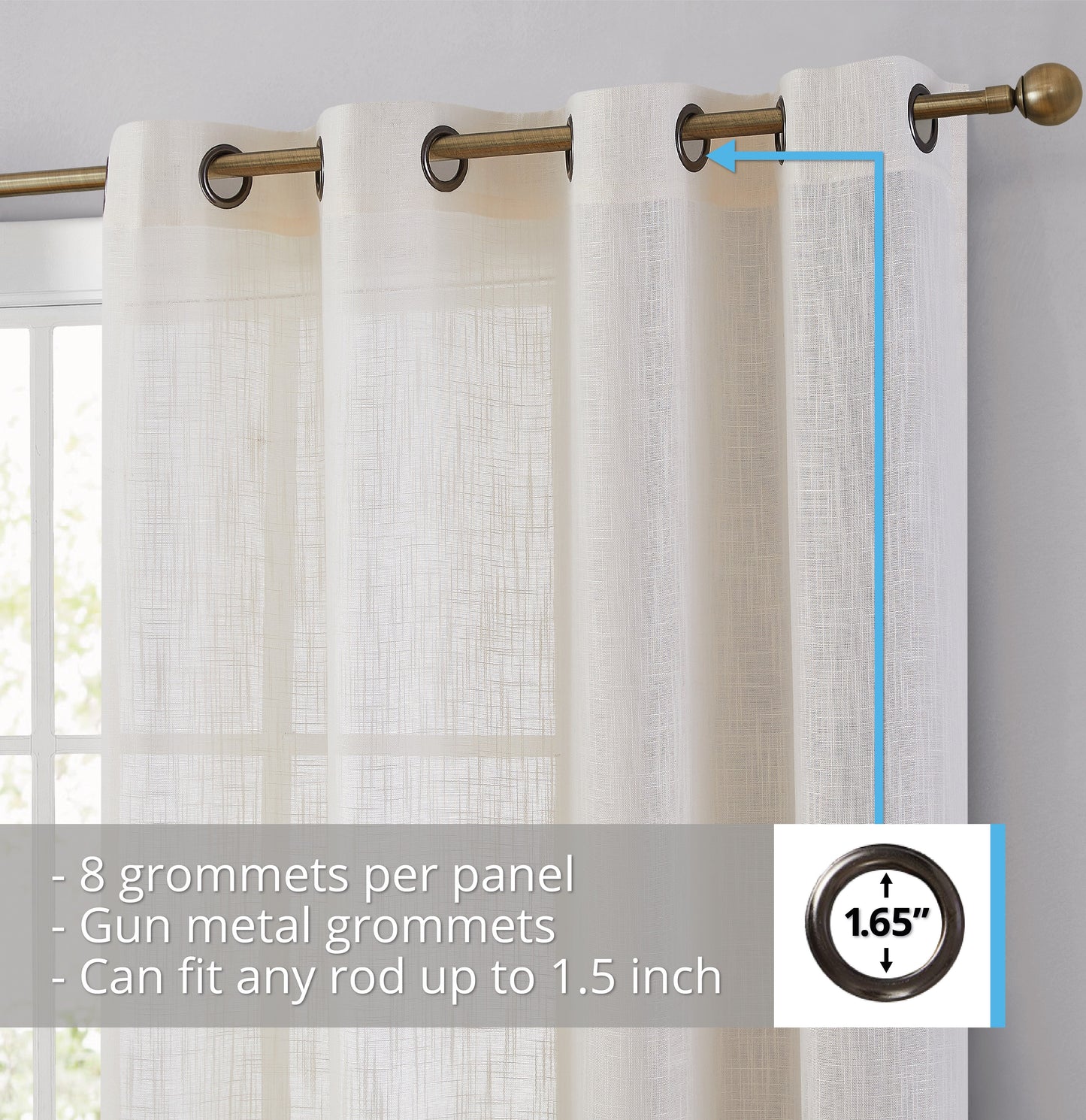 Privacy Faux Linen Textured Semi Sheer Curtain Panels