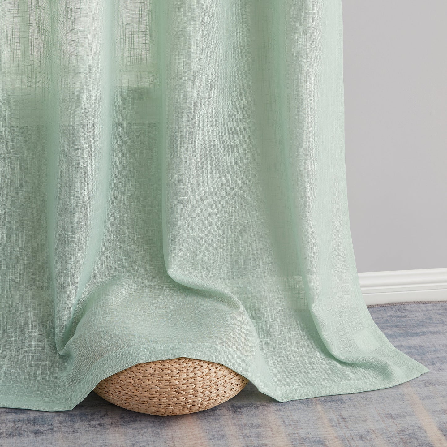 Privacy Faux Linen Textured Semi Sheer Curtain Panels