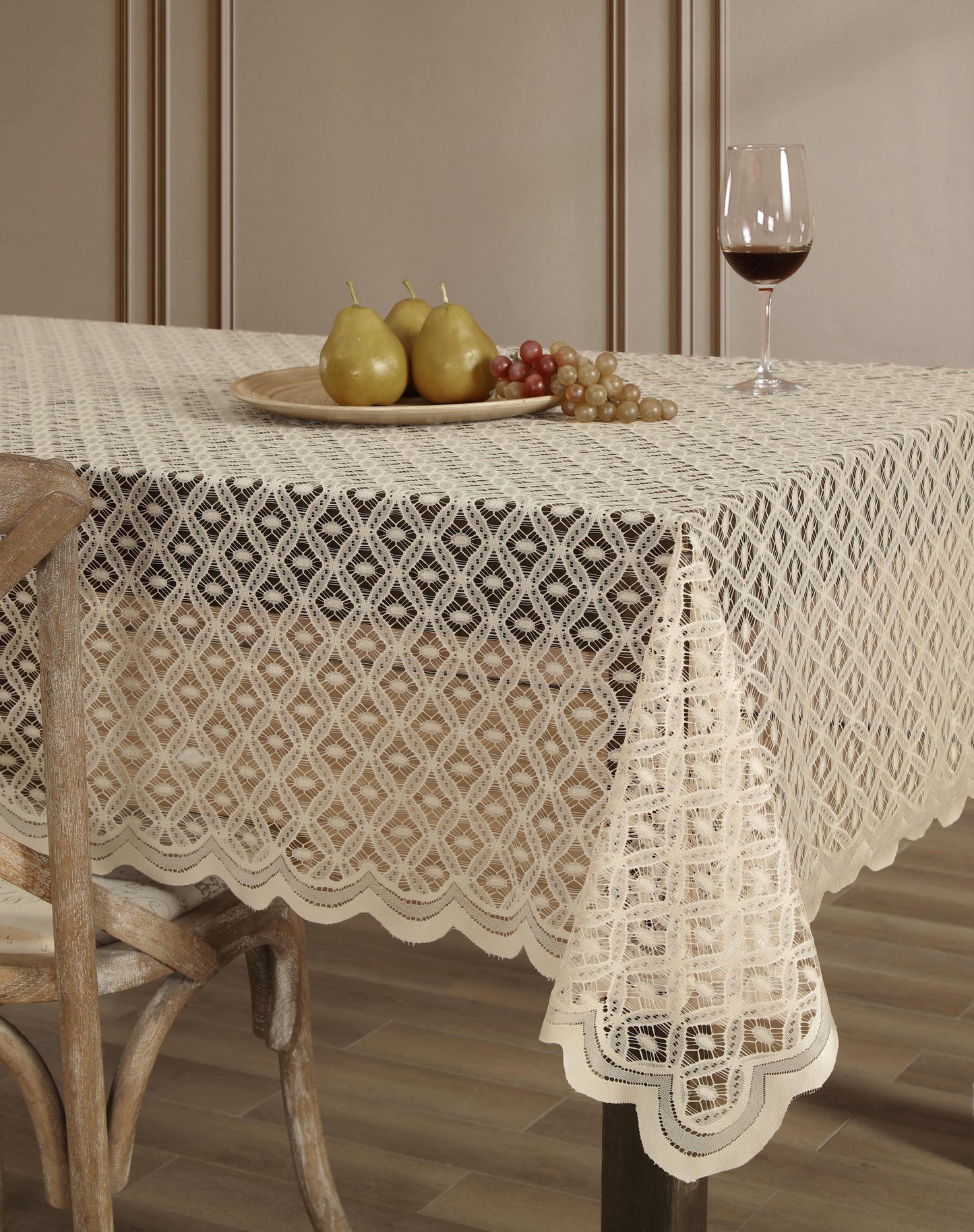 Alona Lace Round Fabric Tablecloth