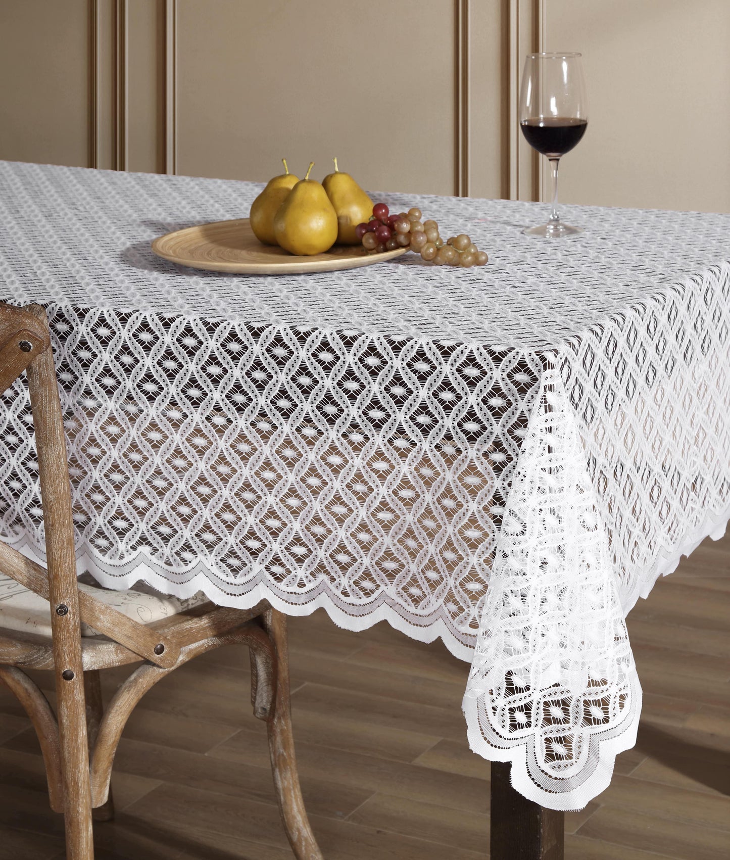 Alona Lace Round Fabric Tablecloth
