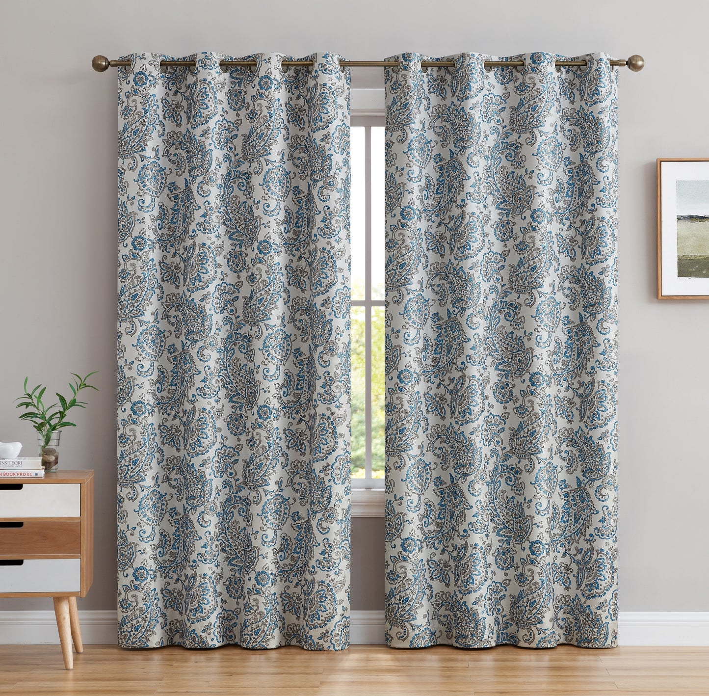 Amalfi Paisley Floral 100% Blackout Grommet Curtain Panels