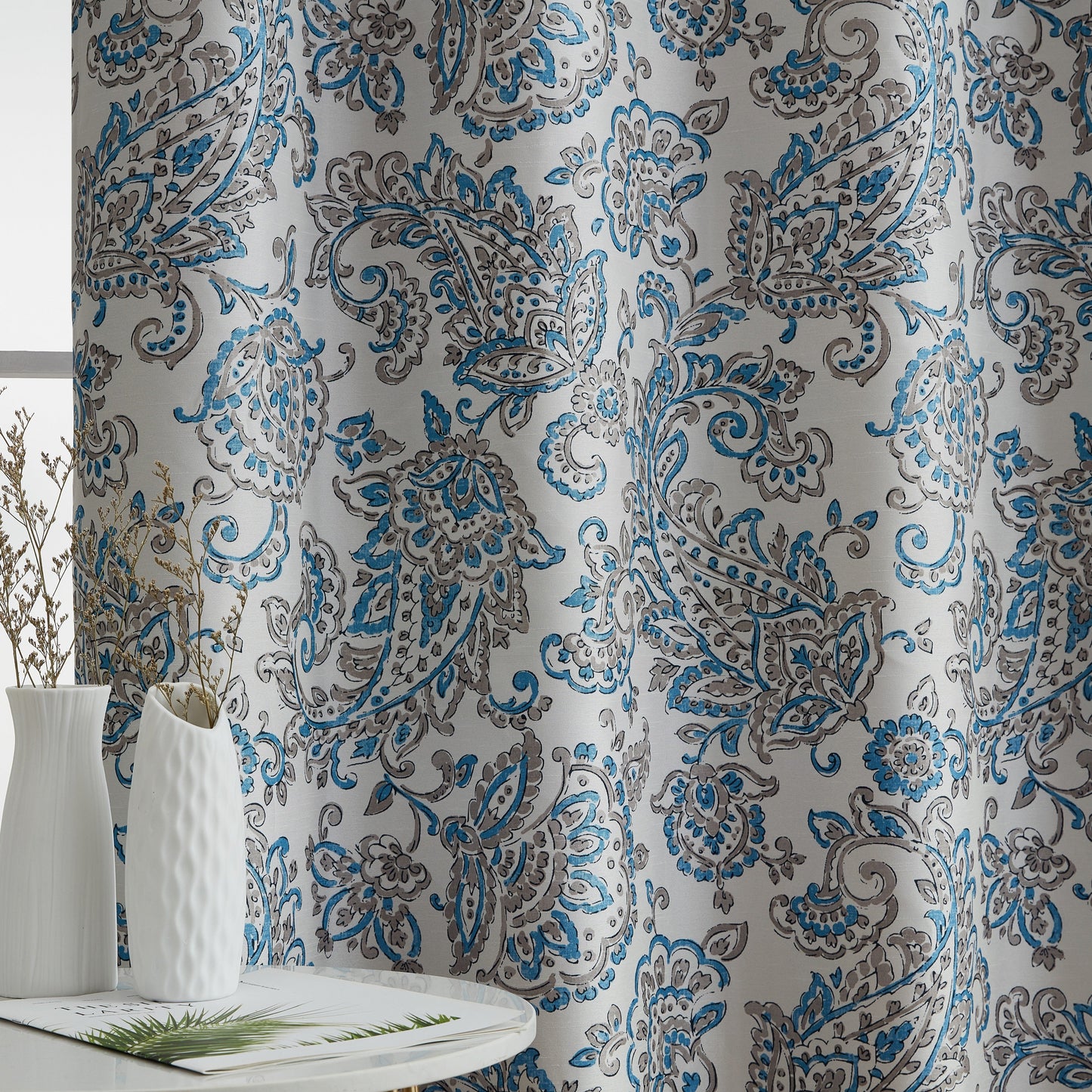 Amalfi Paisley Floral 100% Blackout Grommet Curtain Panels