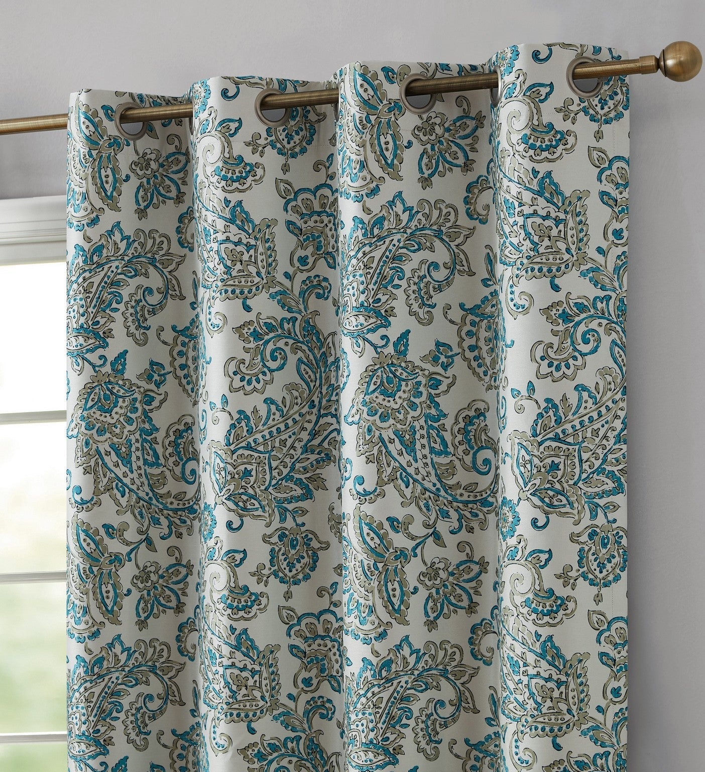 Amalfi Paisley Floral 100% Blackout Grommet Curtain Panels