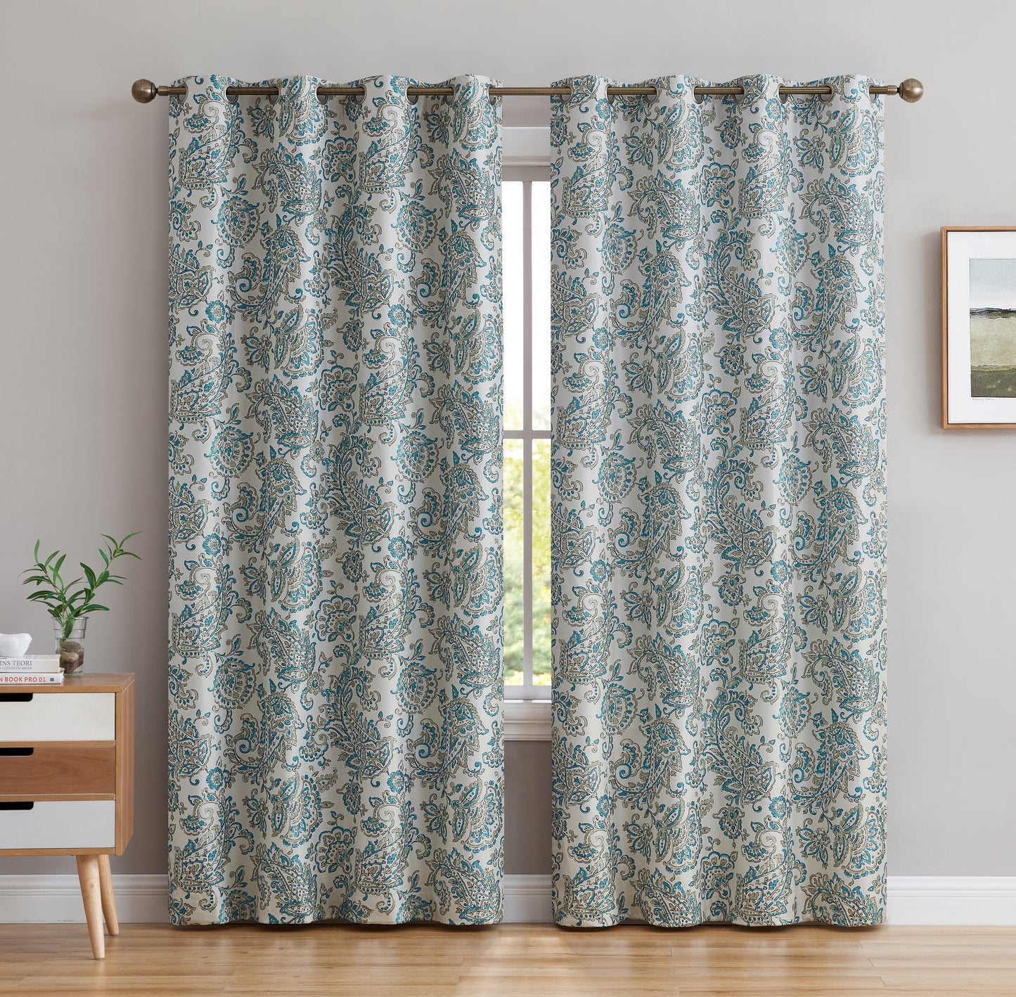 Amalfi Paisley Floral 100% Blackout Grommet Curtain Panels