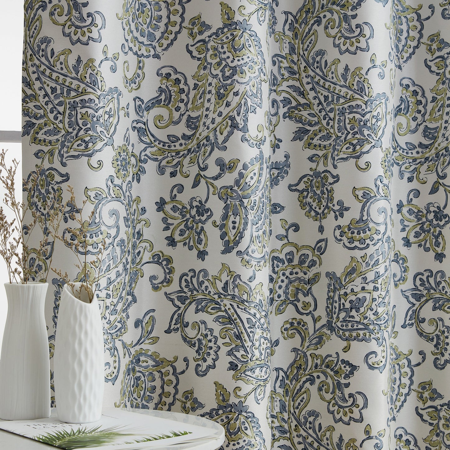 Amalfi Paisley Floral 100% Blackout Grommet Curtain Panels