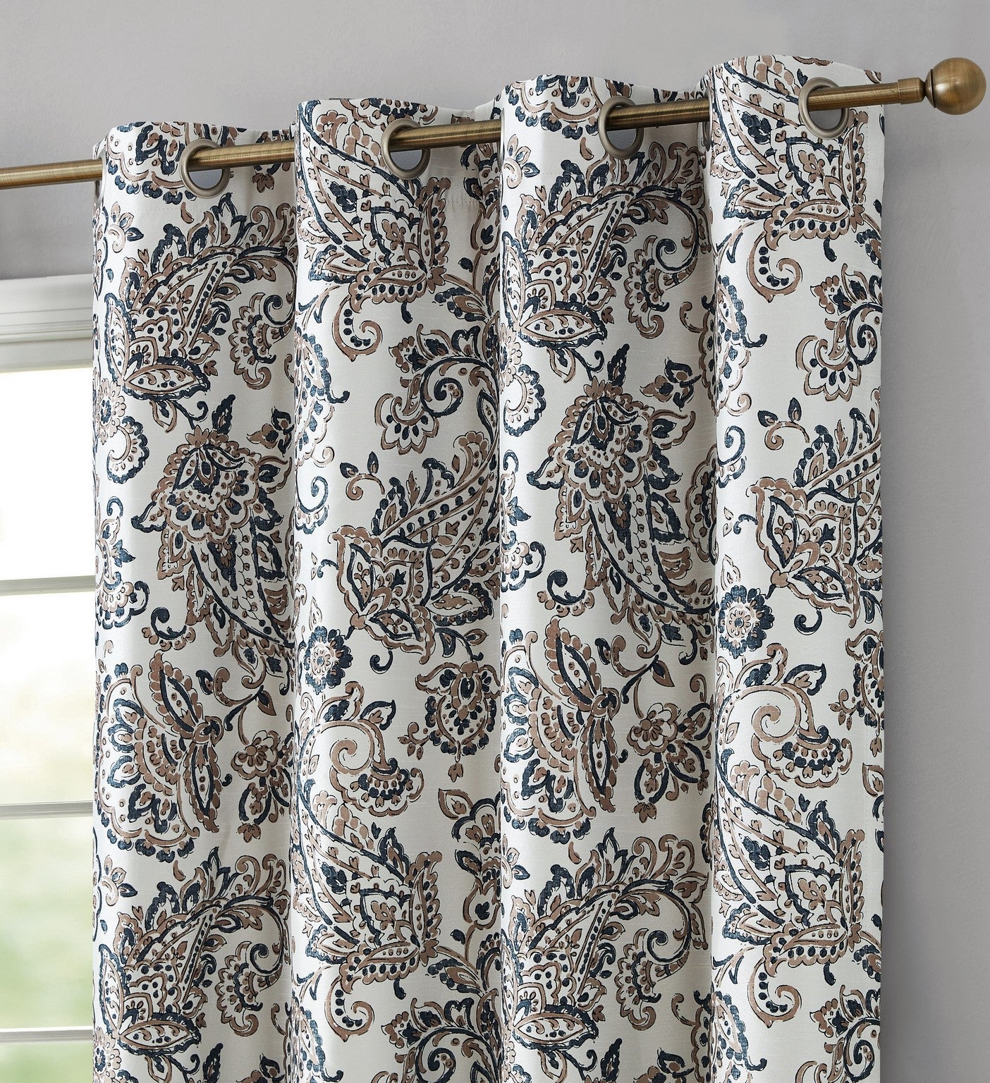 Amalfi Paisley Floral 100% Blackout Grommet Curtain Panels