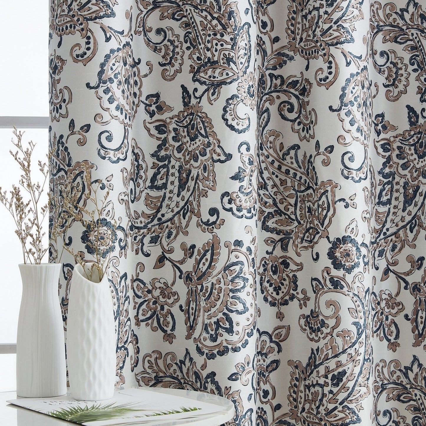 Amalfi Paisley Floral 100% Blackout Grommet Curtain Panels