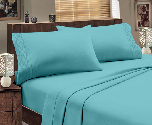 Hotel Luxurious 1800 Series Super Soft Embroidery Sheet Set (Bulk Case Pack 12)
