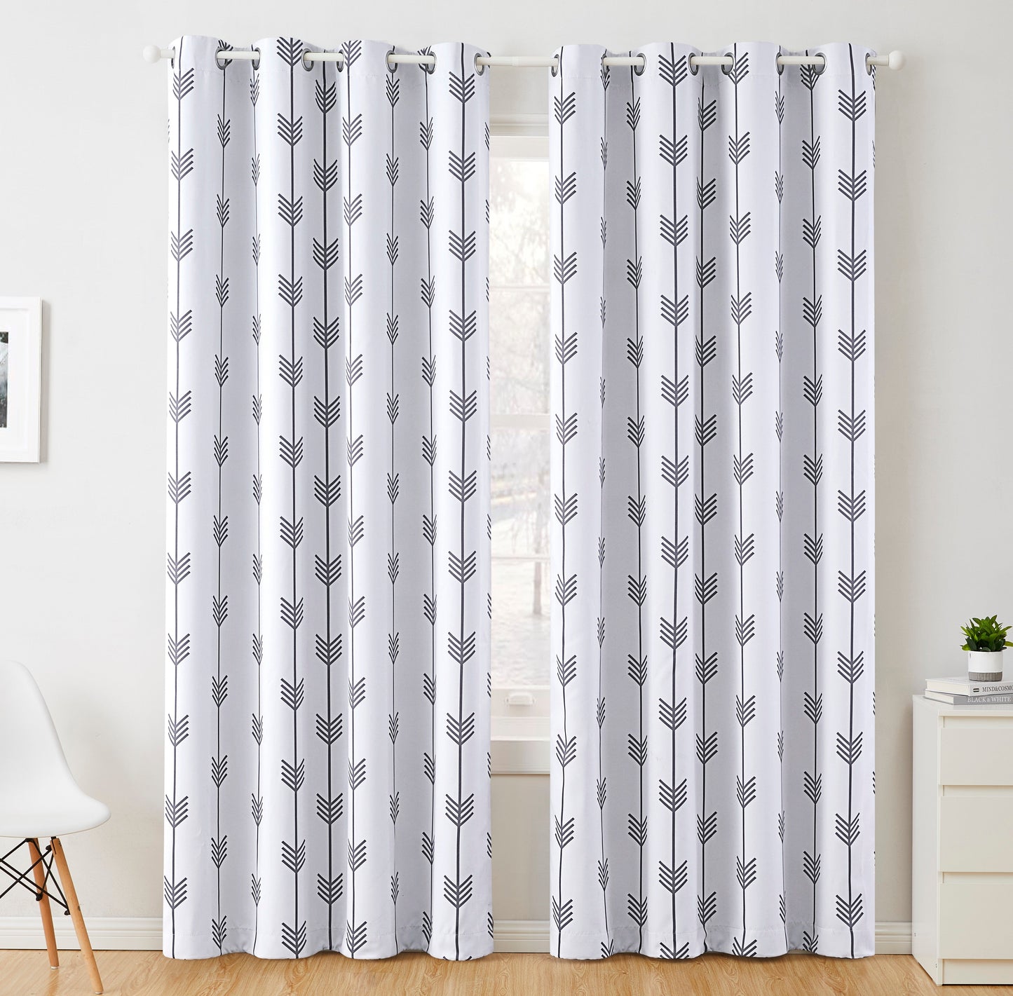 Arrow Print Room Darkening Grommet Curtain Panels
