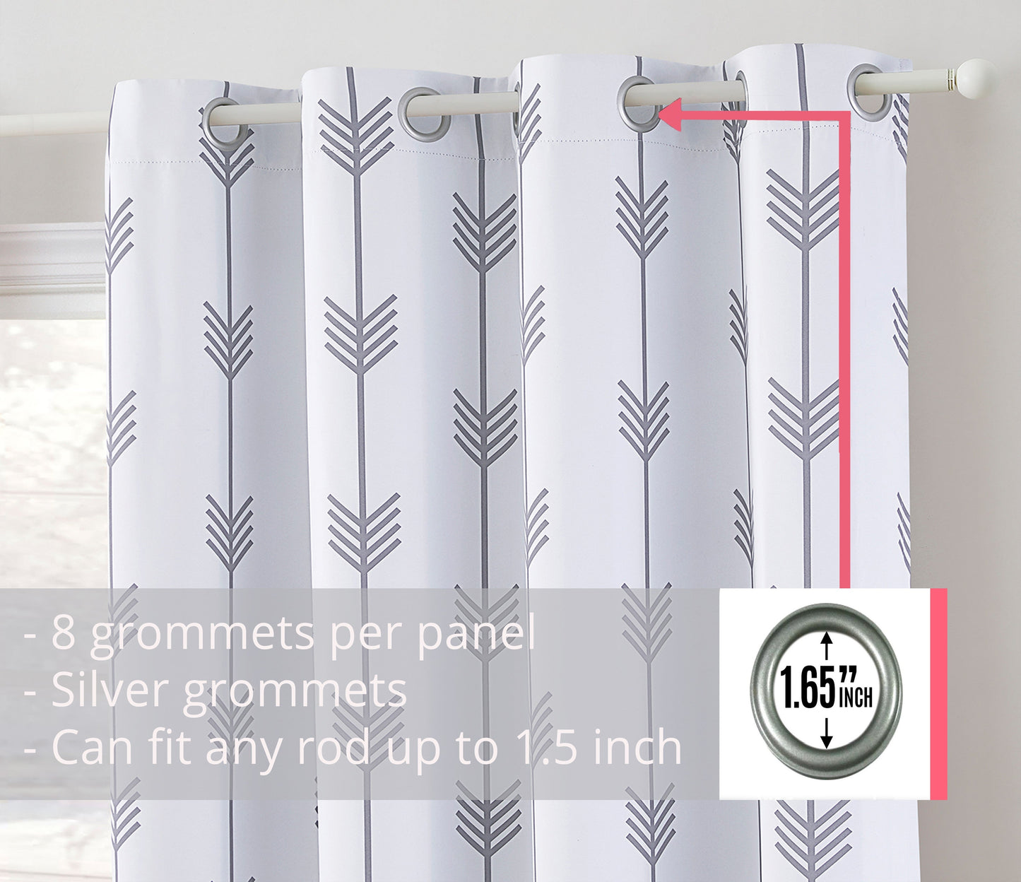 Arrow Print Room Darkening Grommet Curtain Panels