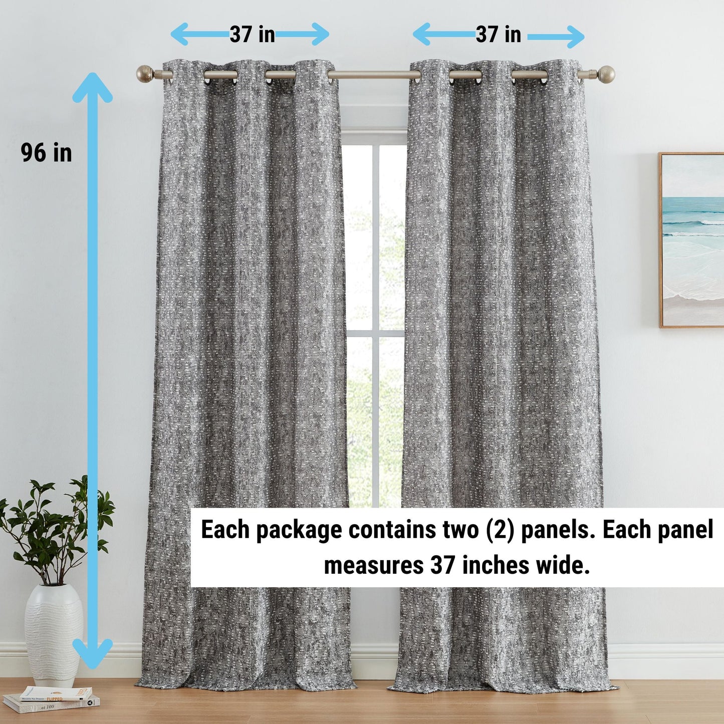 Avalon Jacquard Semi Sheer Curtain Panels