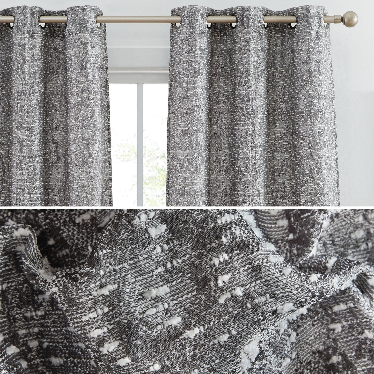 Avalon Jacquard Semi Sheer Curtain Panels