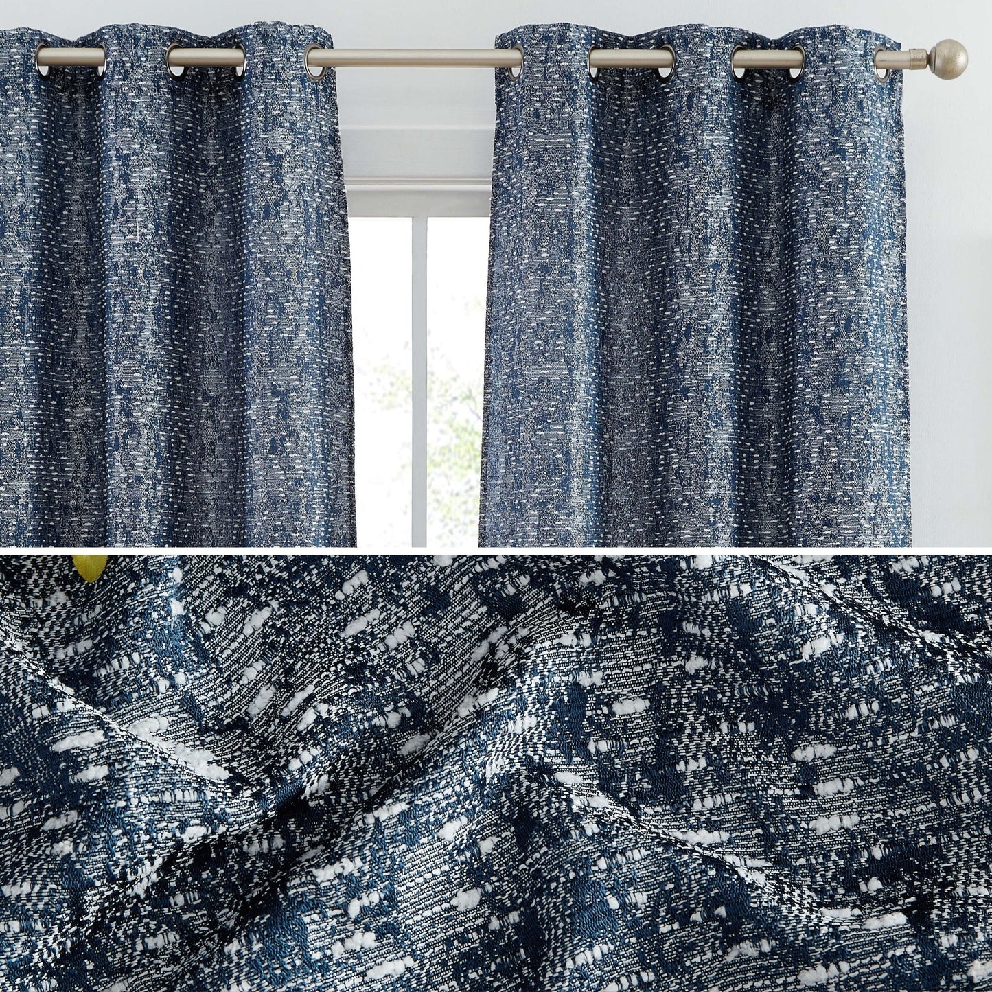 Avalon Jacquard Semi Sheer Curtain Panels