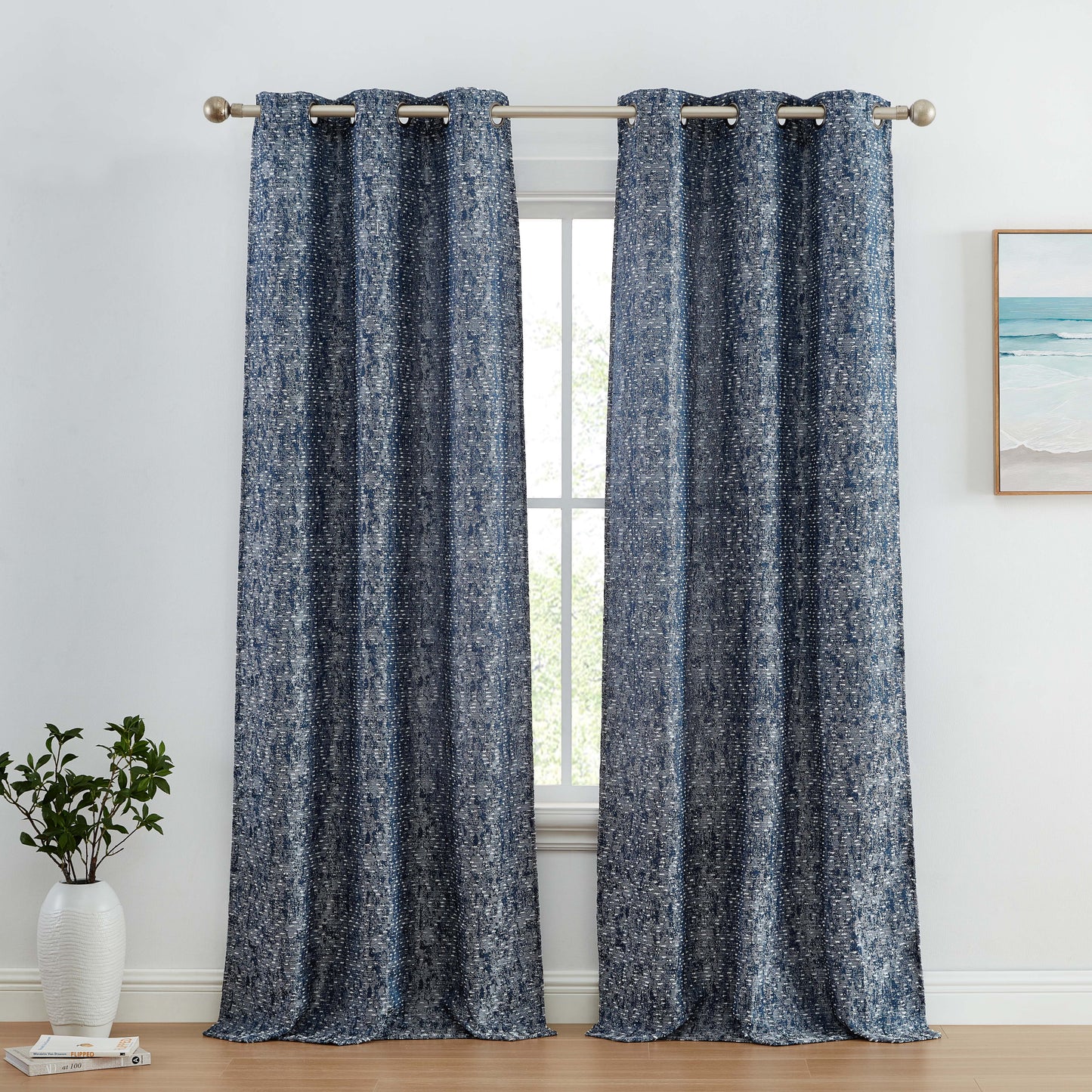 Avalon Jacquard Semi Sheer Curtain Panels