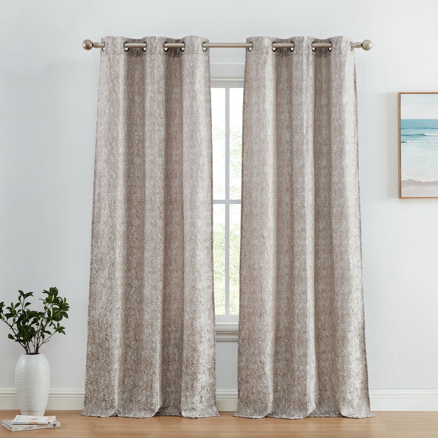 Avalon Jacquard Semi Sheer Curtain Panels