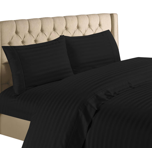 Hampton Collection 1200 Thread Count Egyptian Quality Cotton Sheets – Deep Pocket Striped Bed Set