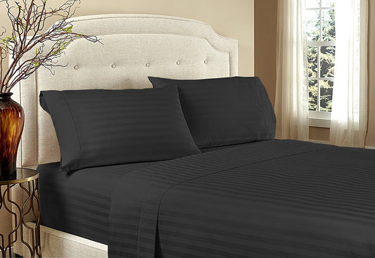 Sábanas a rayas de hotel serie 1800 – Juego de cama de lujo ultrasuave con bolsillos profundos