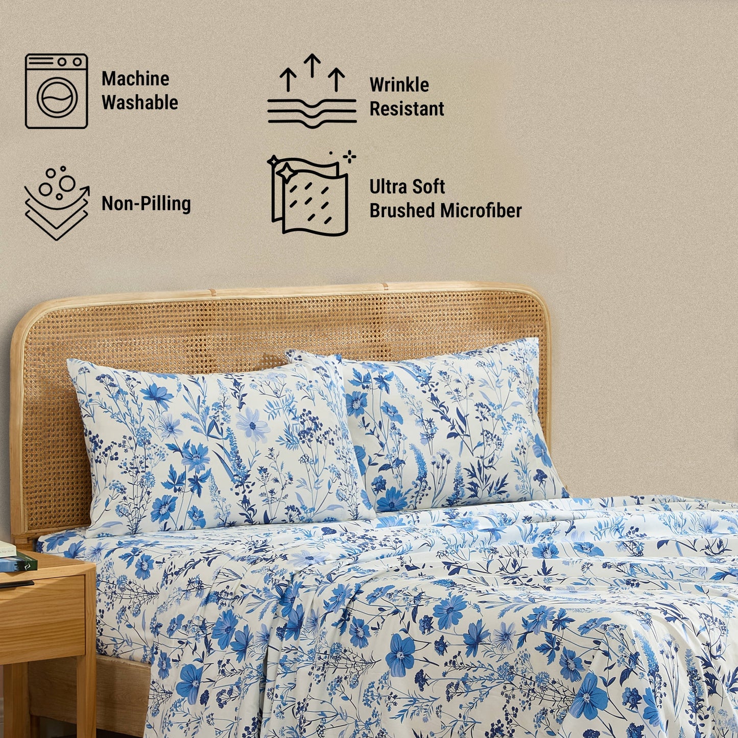 Blue Floral Bed Sheets