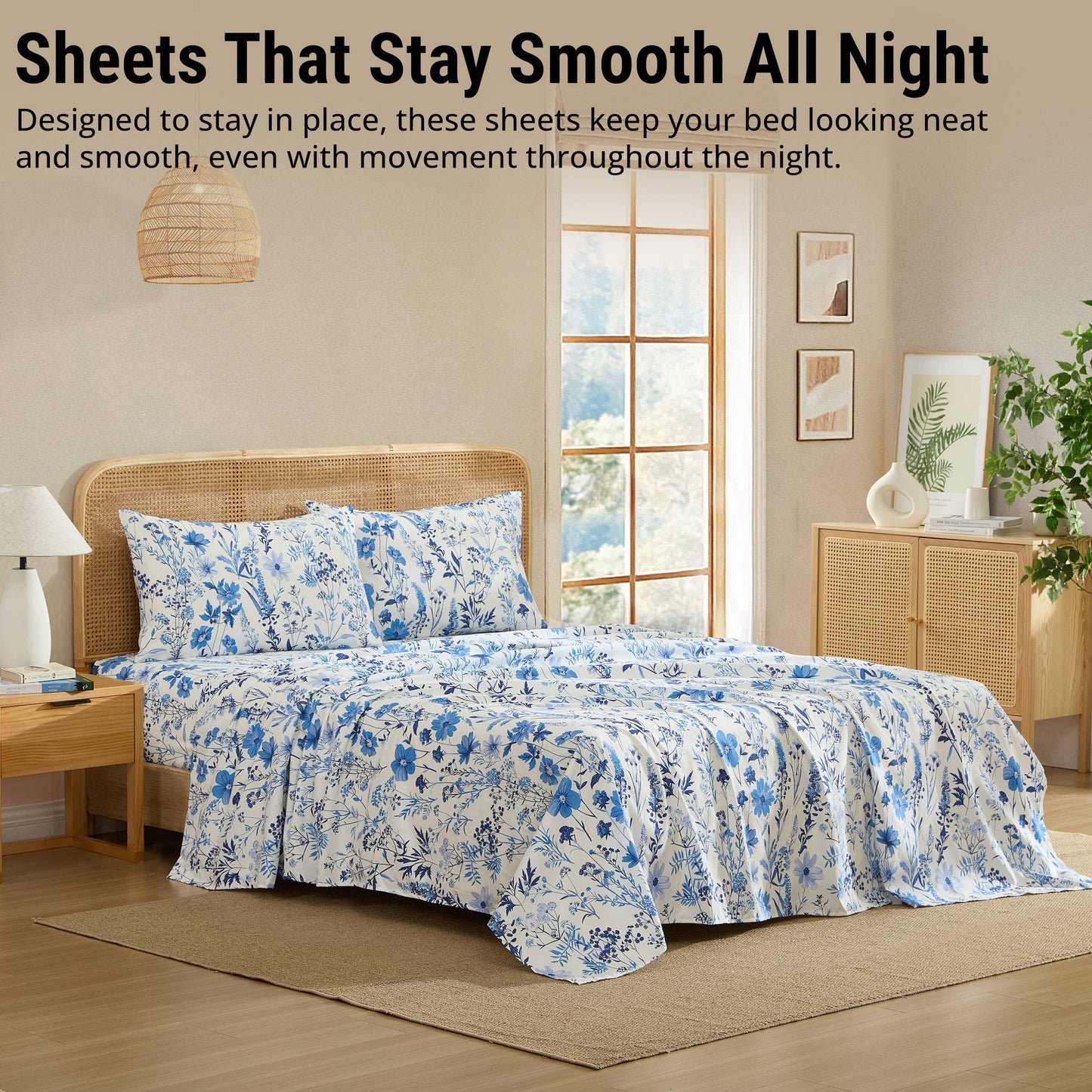 Blue Floral Bed Sheets