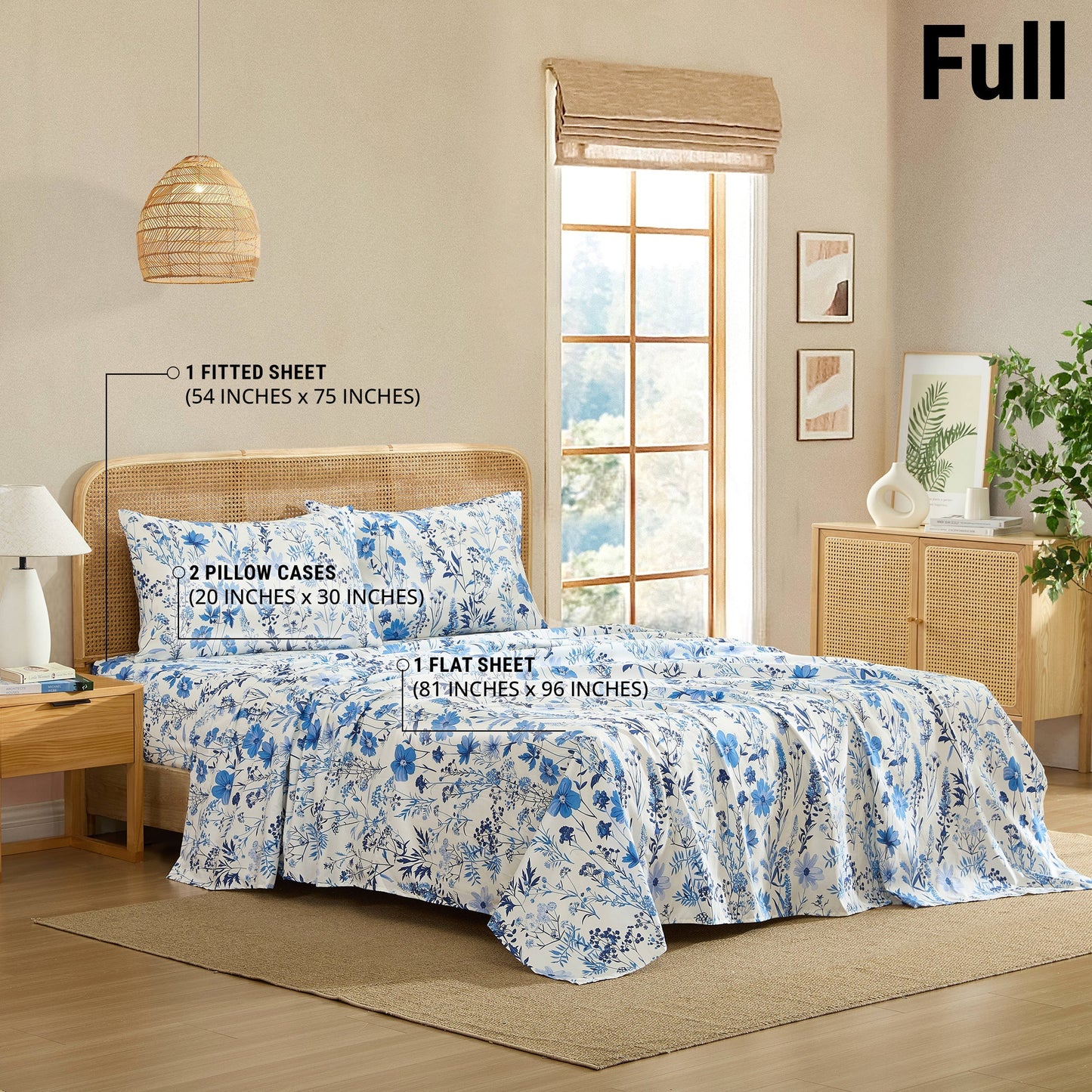 Blue Floral Bed Sheets