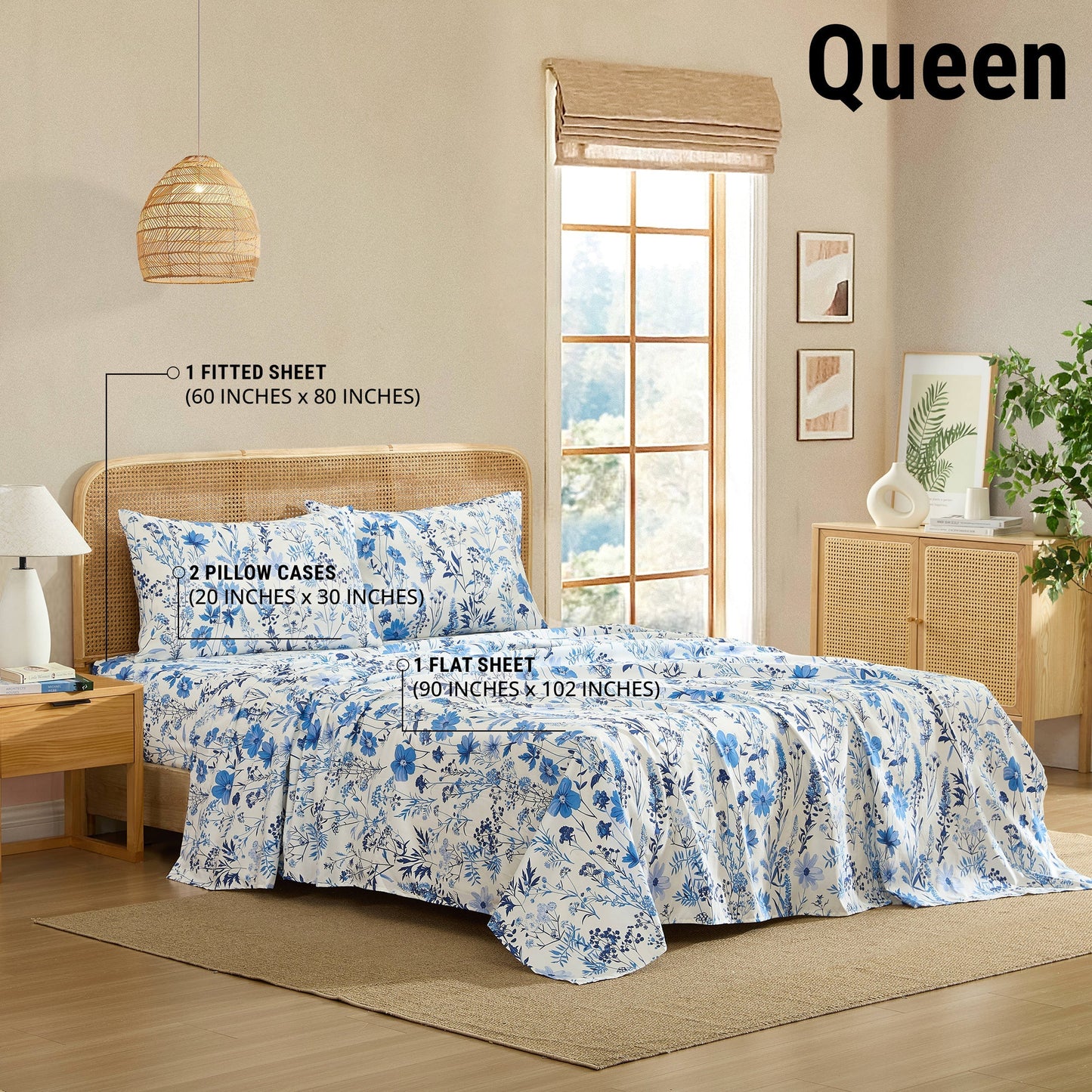 Blue Floral Bed Sheets