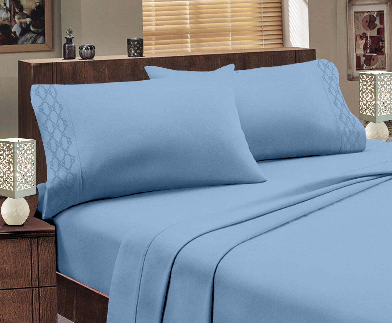 Juego de sábanas bordadas serie 1800 – Bolsillo profundo, ropa de cama de hotel de lujo supersuave