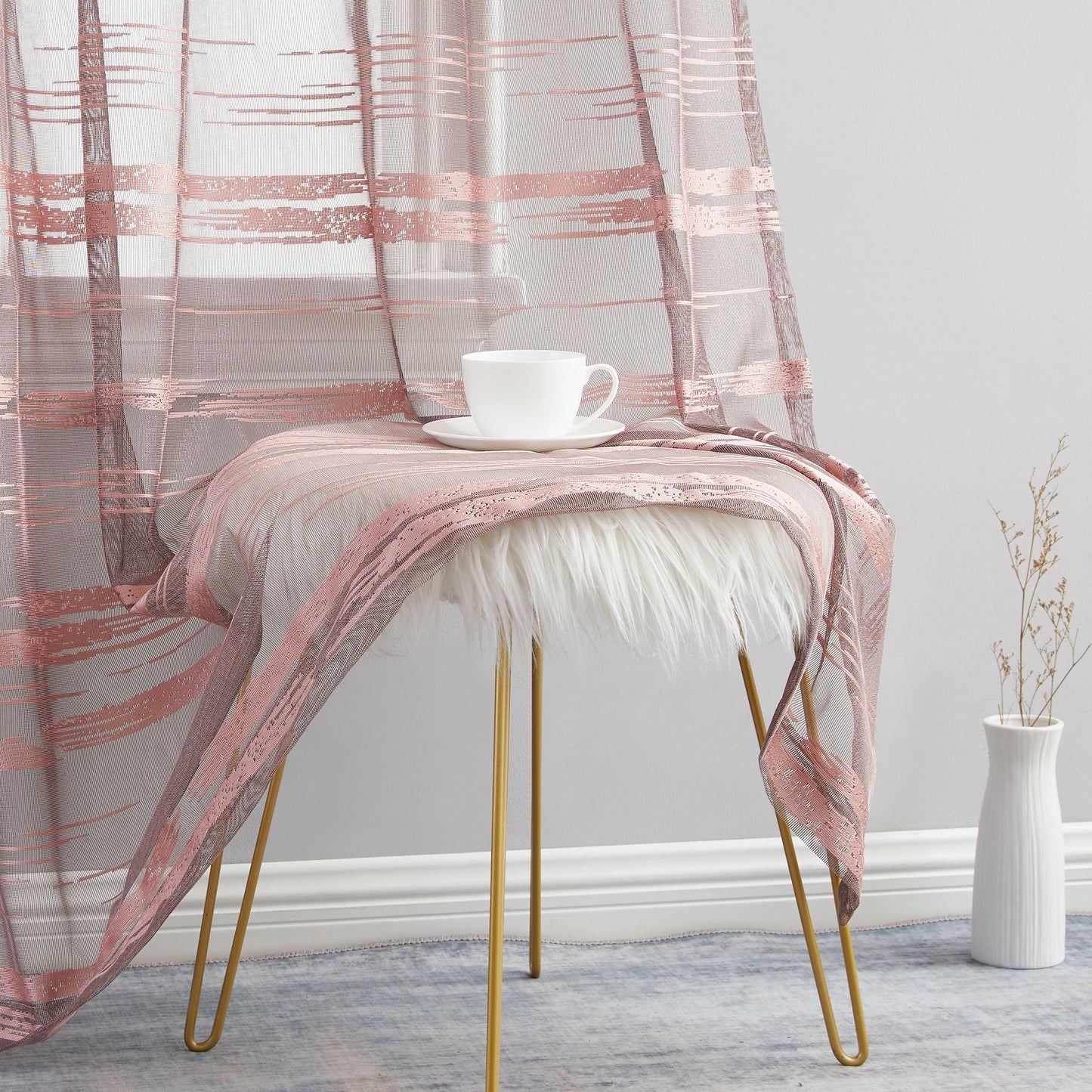 Broadway Stripe Sheer Grommet Curtain Panels