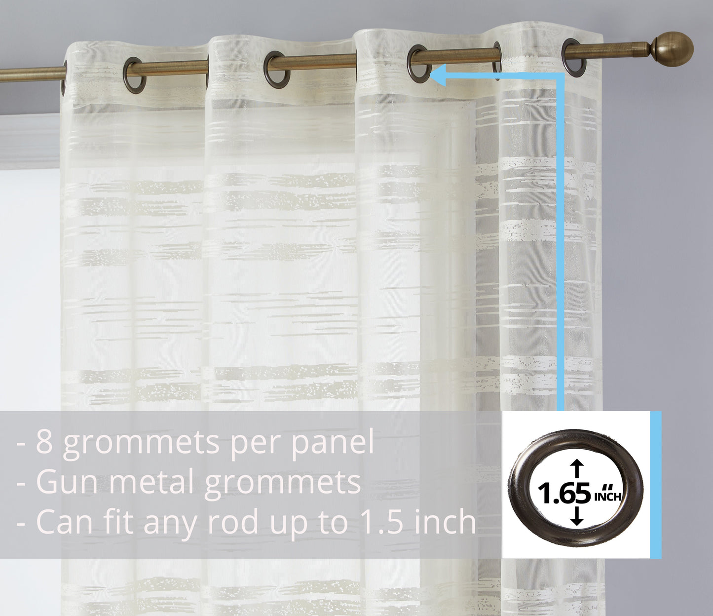 Broadway Stripe Sheer Grommet Curtain Panels