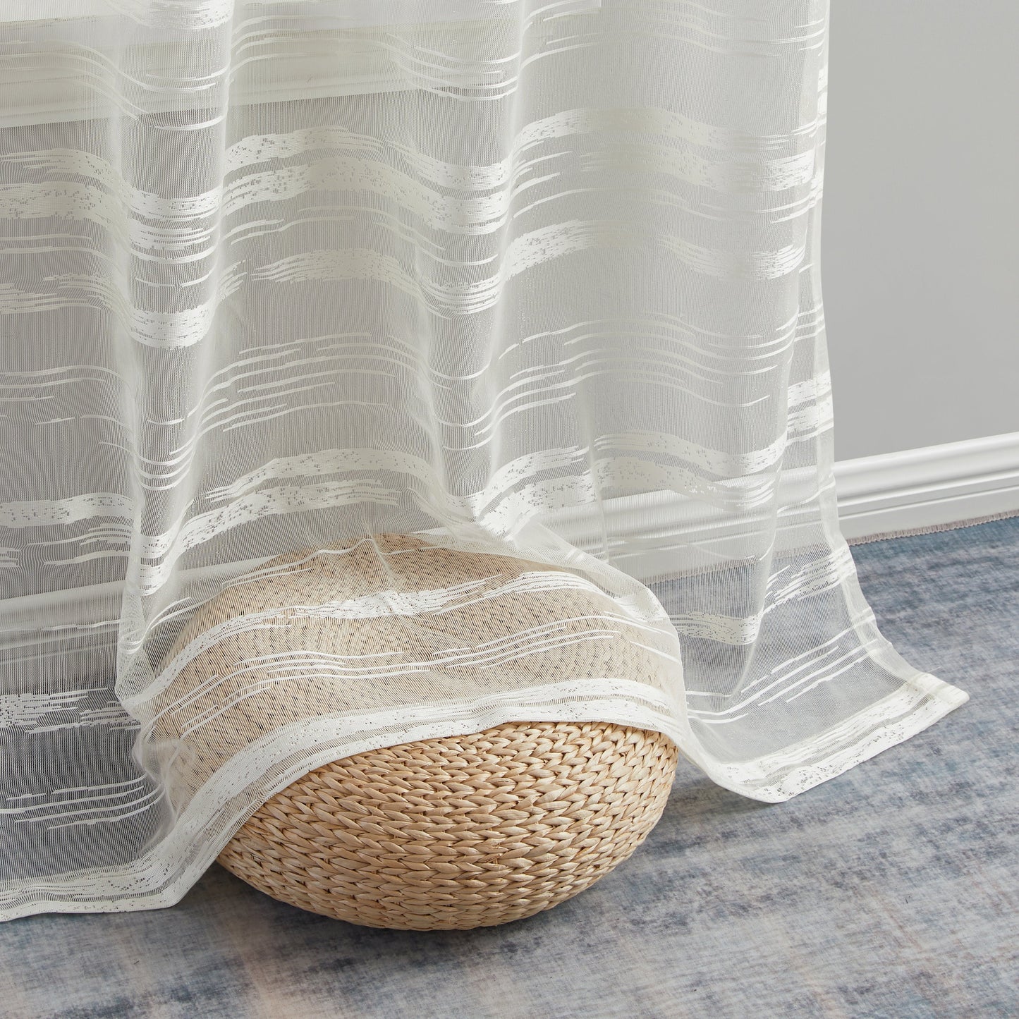 Broadway Stripe Sheer Grommet Curtain Panels