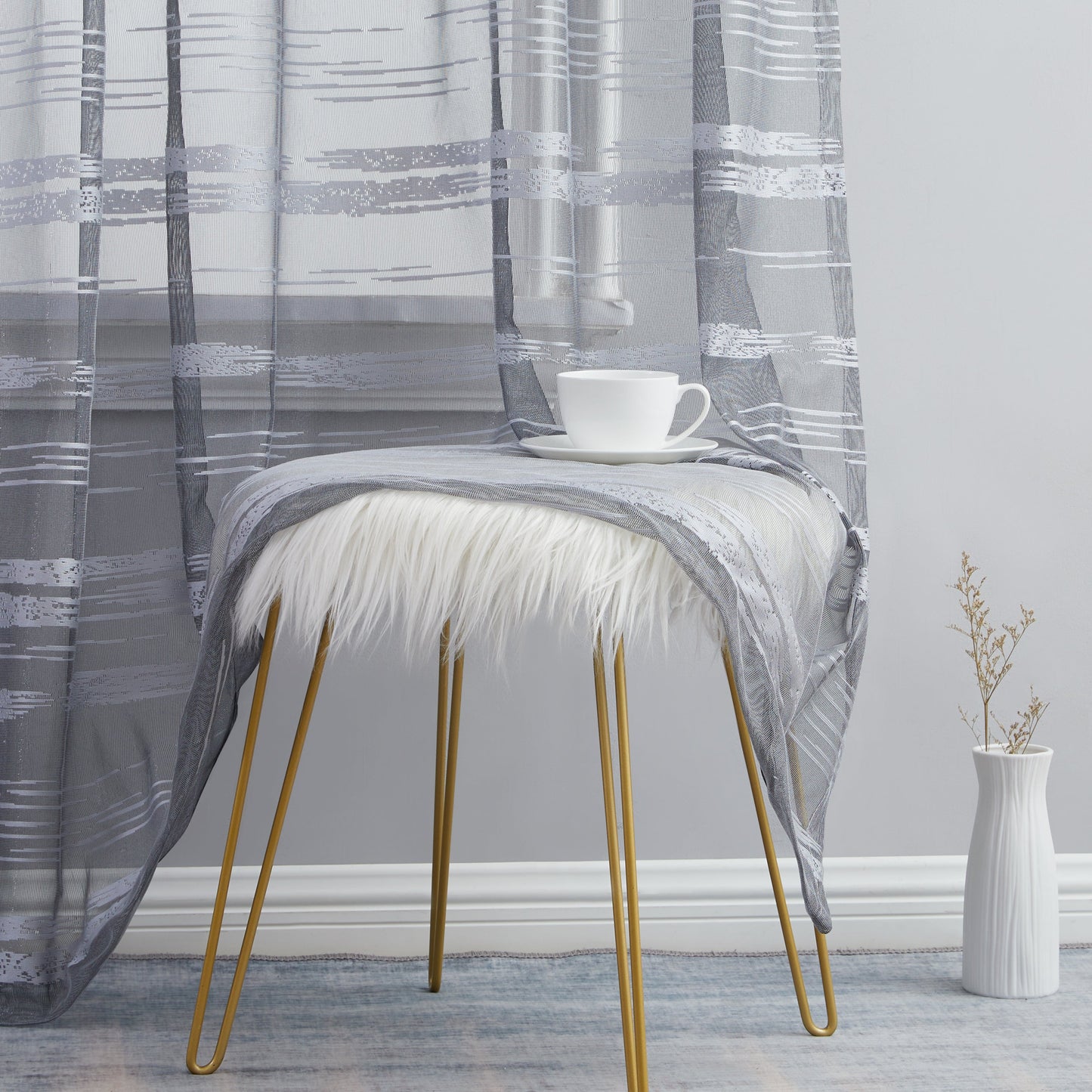 Broadway Stripe Sheer Grommet Curtain Panels
