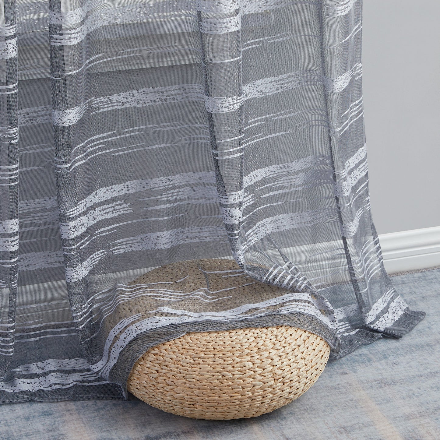 Broadway Stripe Sheer Grommet Curtain Panels