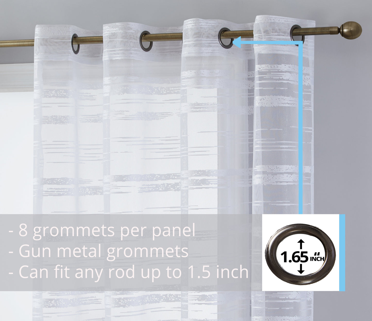 Broadway Stripe Sheer Grommet Curtain Panels