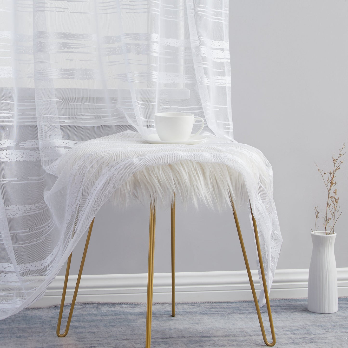 Broadway Stripe Sheer Grommet Curtain Panels