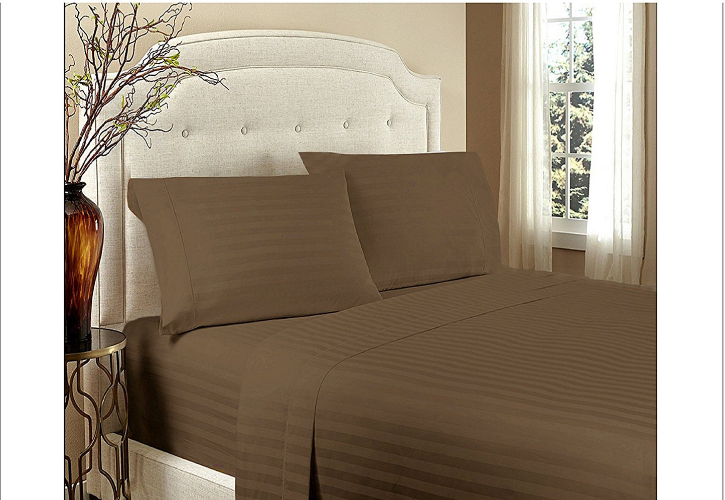 Sábanas a rayas de hotel serie 1800 – Juego de cama de lujo ultrasuave con bolsillos profundos