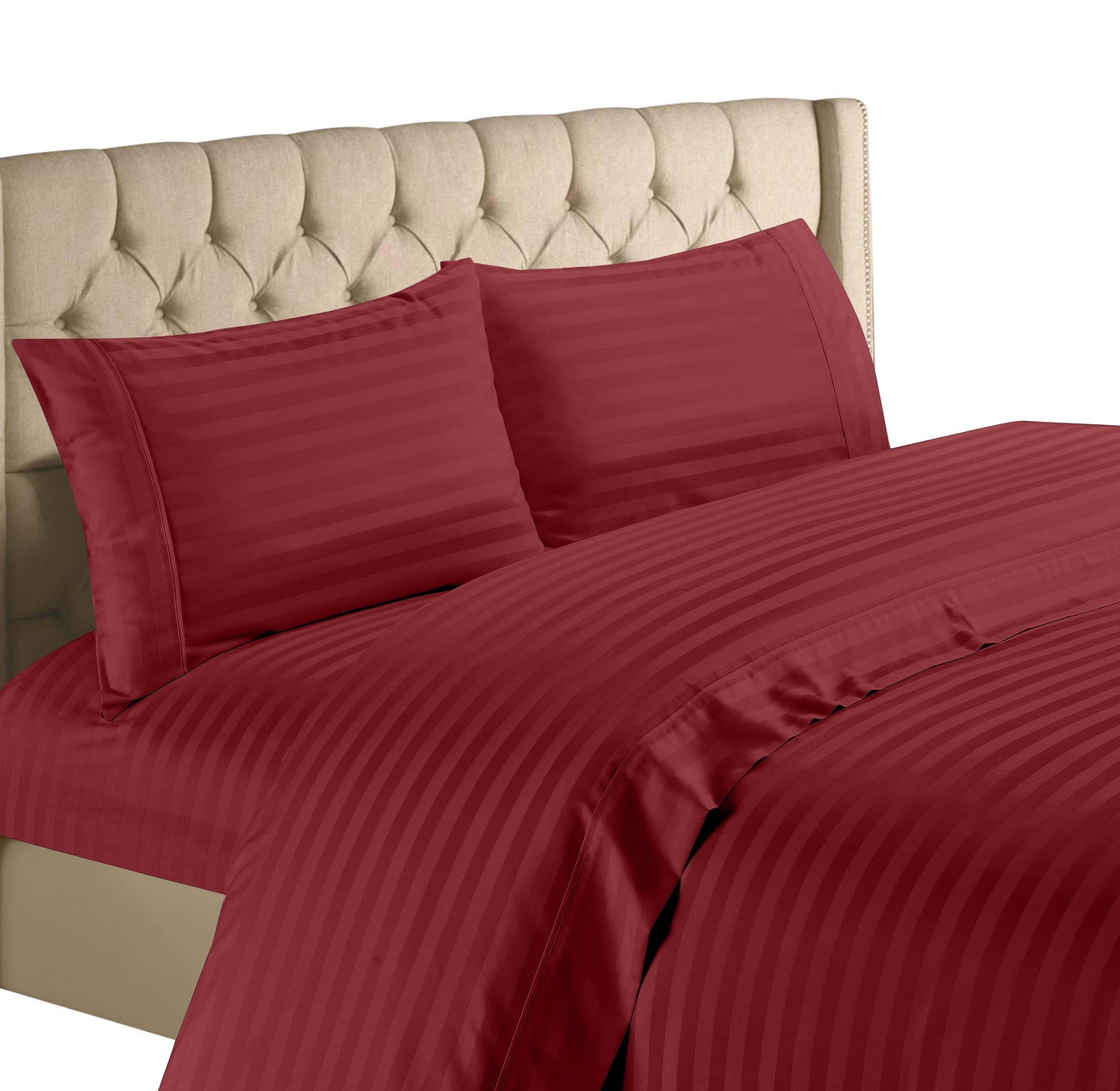 Juego de sábanas de algodón a rayas de 1200 hilos – Calidad egipcia, bolsillos profundos
