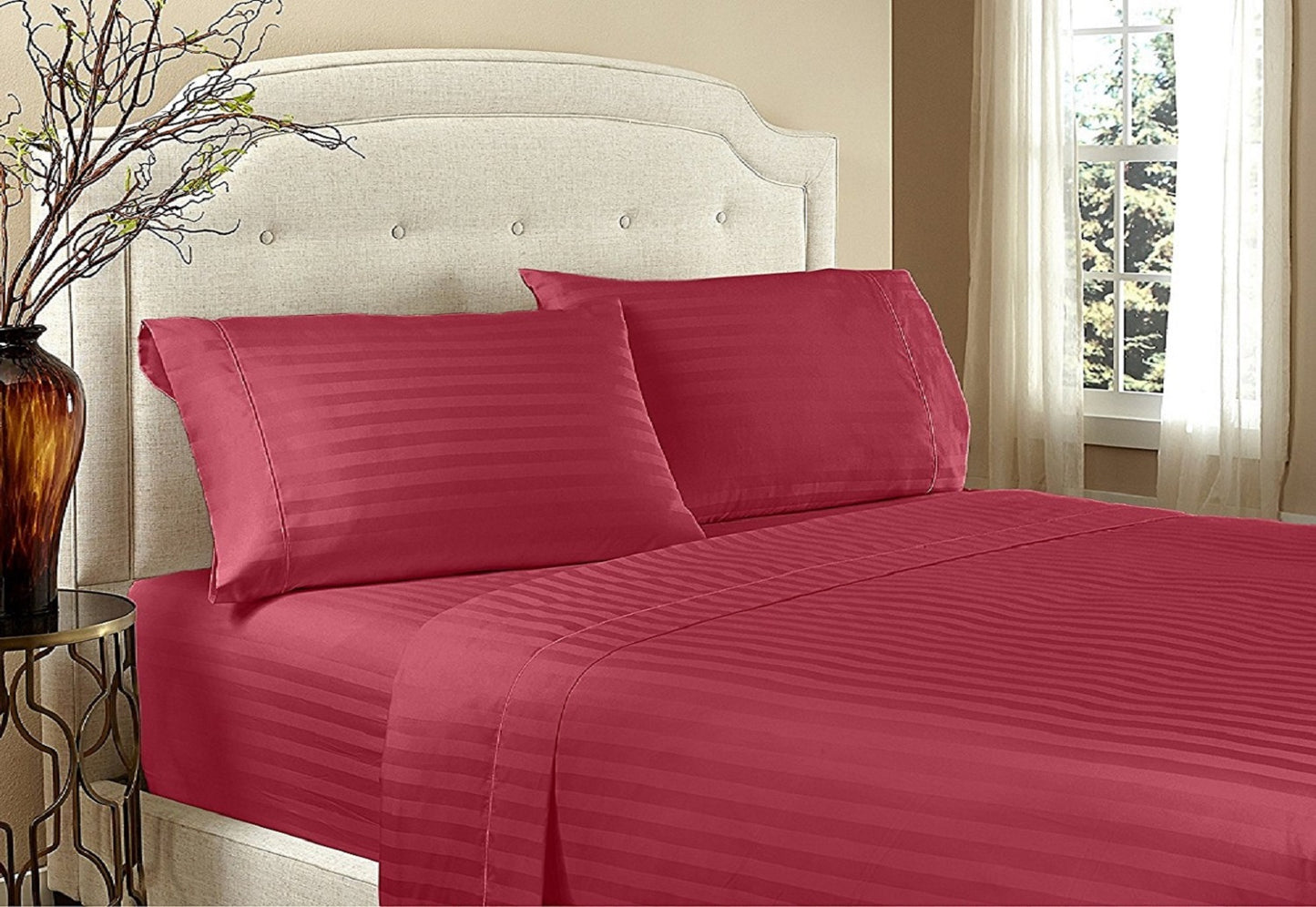 Sábanas a rayas de hotel serie 1800 – Juego de cama de lujo ultrasuave con bolsillos profundos